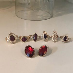 Red and gold jewelry set